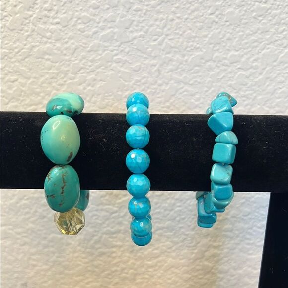 Turquoise Style Beaded Bracelet Trio Set - Picture 1 of 6